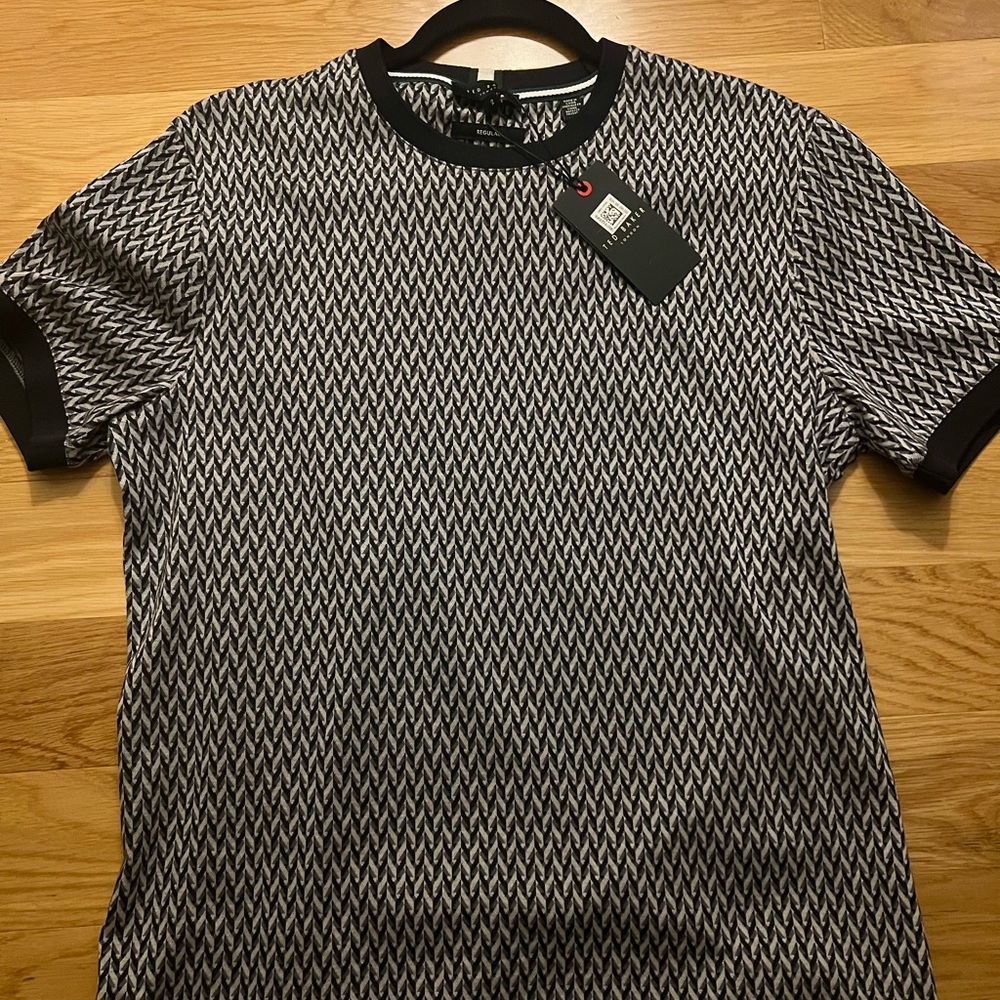 Ted Baker Black and White Zigzag Tee